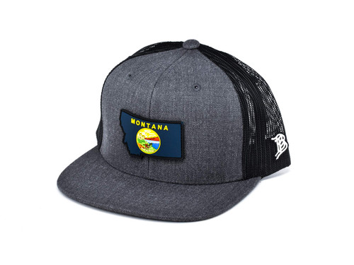 Branded Bills 'The 41 PVC' Montana Patch Hat Flat Trucker - One Size Fits All (Charcoal/Black)