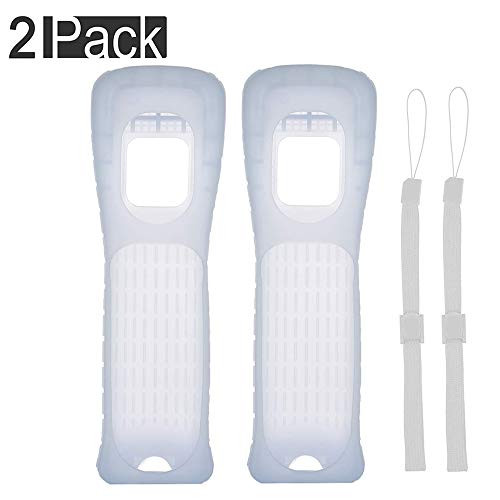 Lactivx 2X Wii Silicone Case Cover with Wrist Strap for Nintendo Wii Remote Controller(Clear)