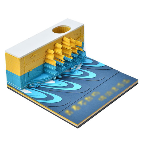 KALWEL,Artsy Pads,3D Memo Pad,Ride The Wind and Waves 3D Sticky Notes Paper Sculpture Creative Hand Tear Art Sticky Notes,Artistic Three-Dimensional Notepads, Paper Card Crafts