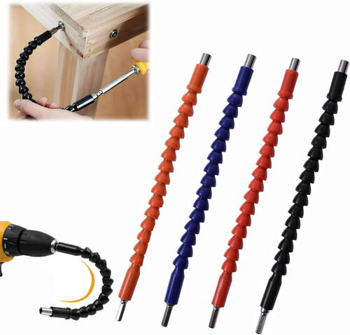 Super Bit, Upgrade Superbit Screwdriver Flexible, New Flexible Drill Bit Extension, Superbit Screwdriver Flexible, Explore Flexible Extension for Drill Flexible Shaft Extension Bit (Red, 4 pcs)