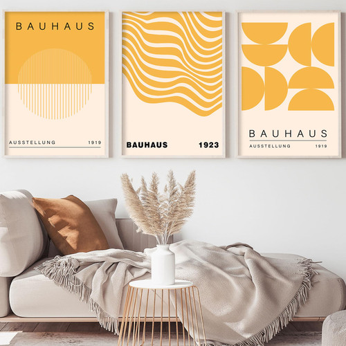 Abstract Geometric Canvas Wall Art Yellow Abstract Poster Abstract Shape Print Bauhaus 1923 Poster Boho Geometric Wall Art Bauhaus Artwork Mid Century Geometric Print Bauhaus Orange Poster Unframed