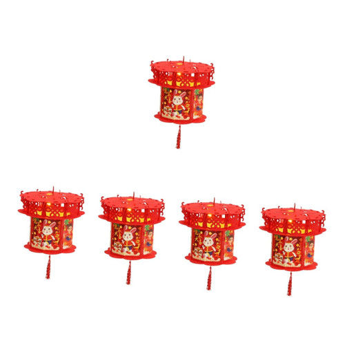 NOLITOY 5pcs Portable Luminous Lantern Lunar New Year Ornaments New Year Hanging Lanterns Spring Chinese New Year Decorations Chinese 3D Puzzle Lantern Child Colored Lights Paper Festive