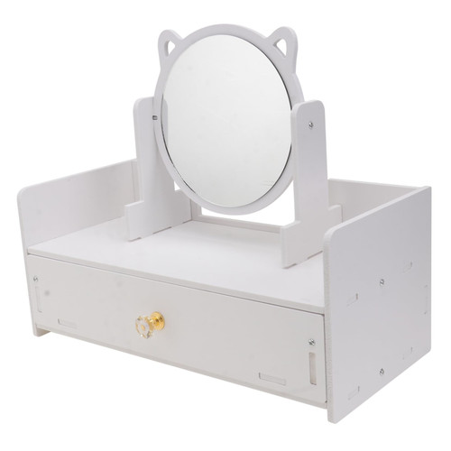 LIFKOME 1pc Cosmetic Mirror Storage Box Desk Vanity Makeup Drawer Mini Vanity Makeup Organizer with Desk Mirror Cosmetic Mirror Compact Home Makeup Mirror Girl Makeup Mirror White Glass