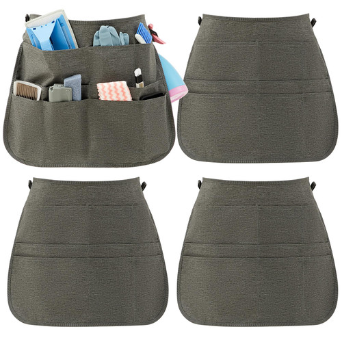 Panitay 4 Pcs Waterproof Cleaning Apron, Cleaning Apron with 9 Pockets and Adjustable Waist Belt Housekeeping Janitorial Supplies Tool Aprons Caddy Aprons for Work (Gray, 20.47 x 16.14 Inch)