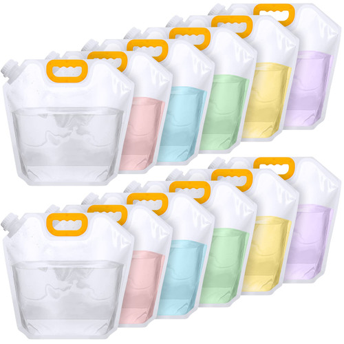 1.3 Gallon Collapsible Water Storage Bag Water Container Bag Emergency Jug Clear Plastic Storage Pouch Freezable Water Carrier Tank Foldable Bottle for Outdoor Sport Camping Hiking Backpack (12 Pcs)