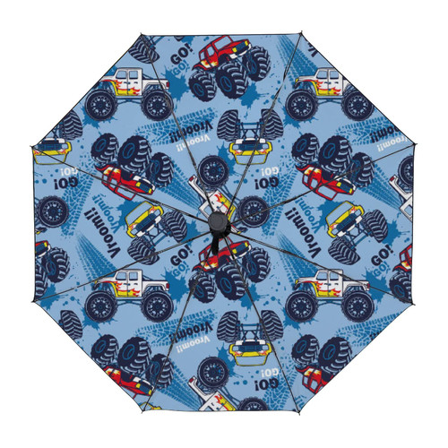 Artist Unknown Travel Umbrella Fold - Wind Resistant Lightweight Strong and Portable -Vroom Monster Truck- Windproof Automatic compact umbrellas for rain - unisex