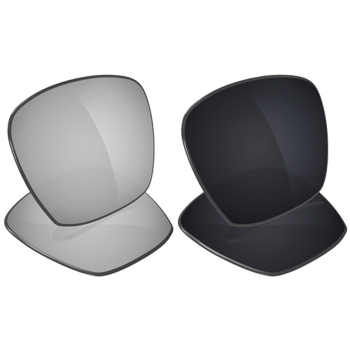 Galvanic Replacement Lenses for Oakley Catalyst OO9272 Sunglasses - Chrome + Black Polarized - Combo Pack