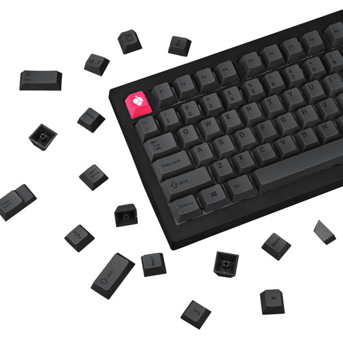 JOLINTAL 126 Keys Gray on Black Keycaps, PBT Black Keycaps, Dye-Sub Cherry Profile Keycaps, Low Profile Senior Sense of Calm Keycaps, Frosted Cool Black and Grey Keycaps for Mechanical Keyboards