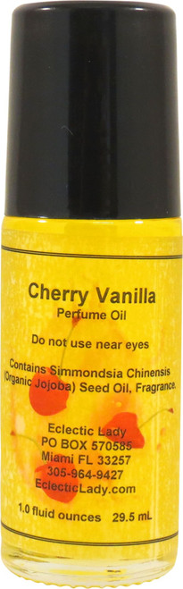 Cherry Vanilla Perfume Oil, 1.0 Oz Portable Roll-On Fragrance with Long-Lasting Scent, Delightful Essential Oils and Jojoba Oil For Daily Use