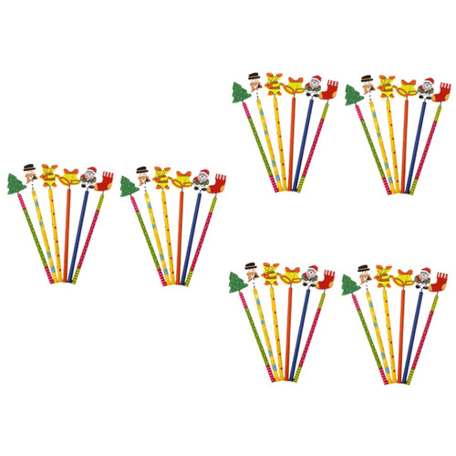 NOLITOY 72 Pcs Christmas Pencil Santa Pencils Christmas Snowmen Pens Christmas Santa Claus Pencils Santa Claus Pens Novelty School Pencil Writing Pencil Xmas Pens Gift Bag Wooden Student