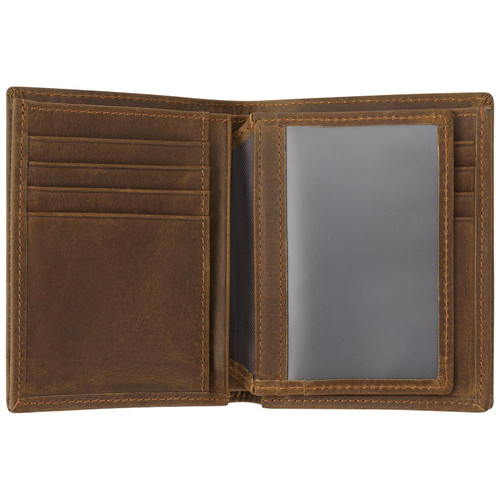 Ringsun Full Grain Leather RFID Blocking Bifold Wallet for Men with ID Window Slim Wallet with 11 Card Slots