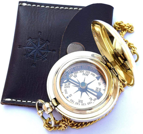 Antique Brass Maritime Compass For Hiking, Trekking, Traveling, Camping Vintage Pocket Compass With Leather Case For Men And Women Maritime Compass A Great Gift Item BY SIAN Antique Brass Maritime Compass For Hiking, Trekking, Traveling, Camping Vintage Pocket Compass With Leather Case For Men And Women Maritime Compass A Great Gift Item BY SIAN