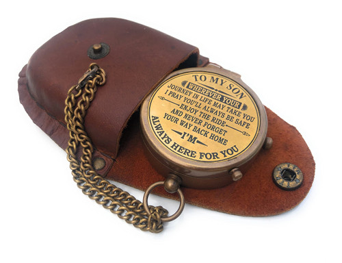 Engravable Compass, Pocket Compass, Brass Compass, to My Son Compass Engraved Gift, Graduation Day Gifts for Son - Son Birthday Gifts - Confirmation Gifts for Son