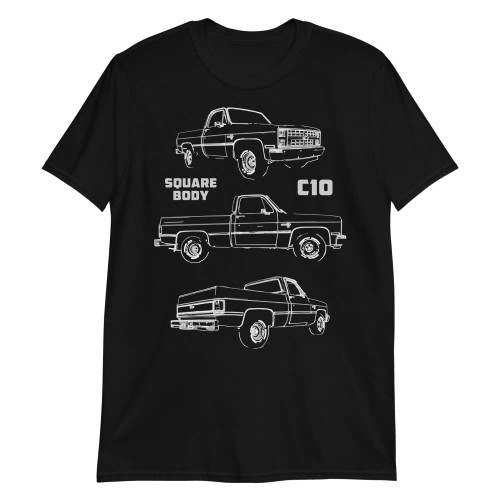 JG Infinite 1985 Chevy C10 Silverado Square Body Pickup Truck Club Show Fleetside Short-Sleeve T-Shirt