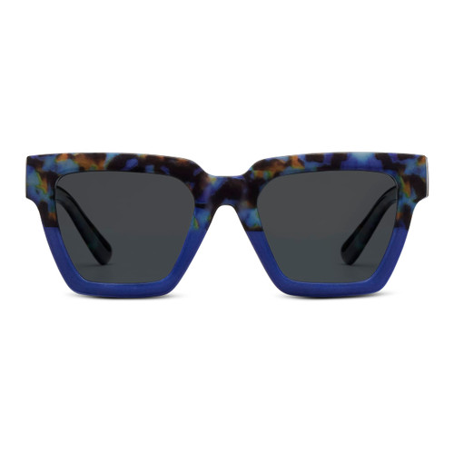 Peepers by PeeperSpecs Women's Out of Office Sun Square Polarized, No Correction Sunglasses, Cobalt Tortoise/Cobalt, 51 + 0