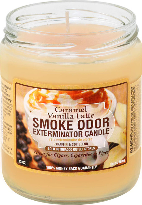 Smoke Odor Exterminator 13 oz Jar Candles Caramel Vanilla Latte, Pack of 2