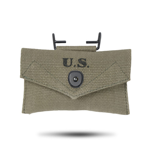US WW2 M1942 Green First Aid Kit Army with Hook, Vintage Canvas Portable Medical Pouch-Reproduction