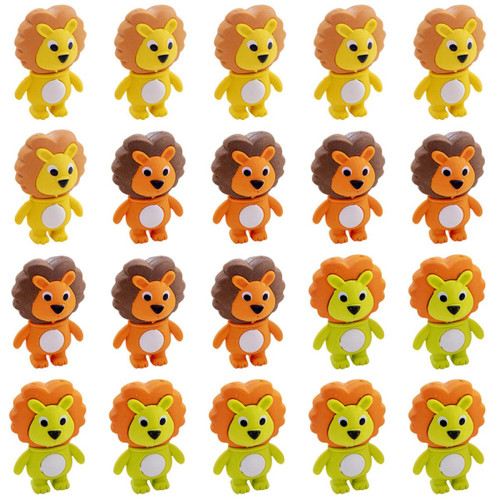 ERINGOGO 48pcs Little Lion Eraser Pencil Animals Erasers Award Erasers Adorable Lion Erasers Cute Erasers Cartoon Erasers Crafts Erasers Eraser for Drawing Animal Erasers Bulk 3D Stationery
