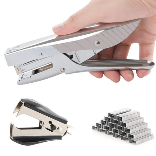 Office Stapler Effortless Desktop Stapler The Hand-held Staplers Have 20 Sheet Page, Easy To Load Ergonomic All Metal Staplers For Desk Desktop Staplers ( Color : Stapler+staple x5+staple remover )