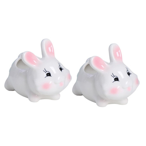 Yardwe 2pcs Cactus Planter Pot Easter Planter Pot Rabbit Garden Flower Pots Bunny Planter Pot Nut Dish Flower Pots Outdoor Flower Pots for Indoor Plants Indoor Pot White Simple Ceramics