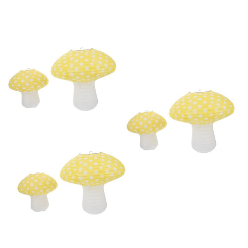 Hemobllo 6 pcs Mushroom Lantern Baby Decorations Baby Balloon Outdoor Wedding Decor Paper Balloon Lantern Mushroom Hanging Lanterns 3D Mushroom Ornament Scene Decoration Props Child fold