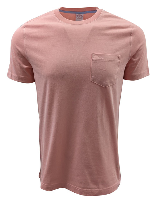 Brooks Brothers Men's Cotton Pocket Crewneck T-Shirt (Medium, Pink)