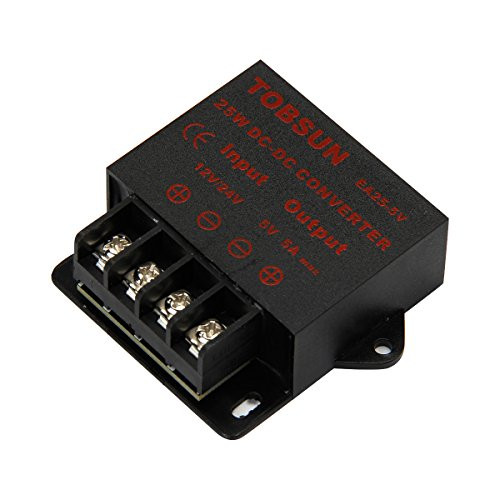 SUPERNIGHT DC Power Step Down Converter Regulator 12V / 24V to 5V 5A 25W Low Voltage Transformer Power Adapter DC-DC Voltage Reducer (5V 5A 25W)