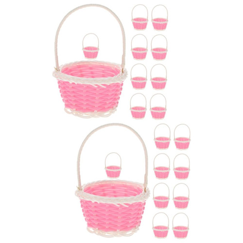 Happyyami 20 Pcs Rattan Shopping Basket Egg Baskets for Fresh Eggs Mini Picnic Baskets Gift Basket Empty Small Picnic Baskets Tiny Woven Basket Kids Picnic Baskets Miniature Plastic Child