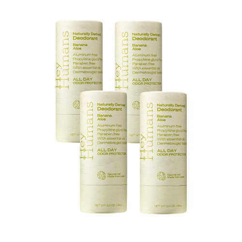 Hey Humans Naturally Derived Deodorant Banana Aloe - 2oz (Pack of 4)
