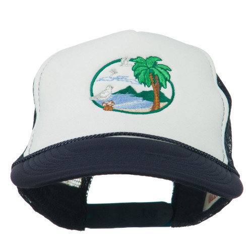 e4Hats.com Fishing Beach Seagulls Embroidered Foam Mesh Back Cap - Navy White OSFM