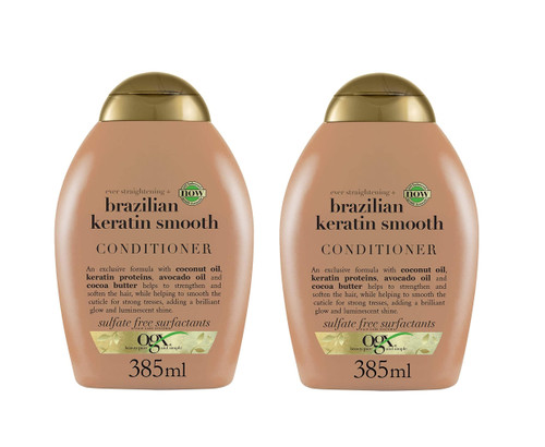OGX Conditioner, Ever Straight Brazilian Keratin Therapy, 13oz, Pack of 2