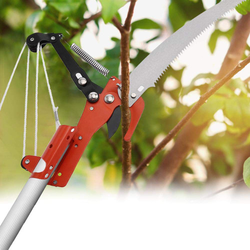 Extendable Tree Pole Pruner, 2 in 1 Outdoor High Branch Scissors Pruning Shears Garden Tools (Scissor + Saw, No Rod) Tree Trimmer