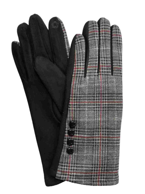 AZZ Womens Black & Red Plaid Stretch Fit Texting & Tech Touchscreen Gloves