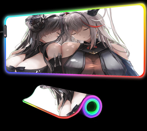 Mouse Pads Anime Girl Sexy Boobs RGB Gaming Large Mouse Pad Gamer Led Computer Big Mouse Mat Backlight Carpet Keyboard Desk Mat XXL 27.55x12 inche Color5