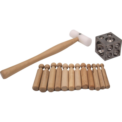 Wood Dapping Punches Block and Plastic Hammer Jewelers Tools