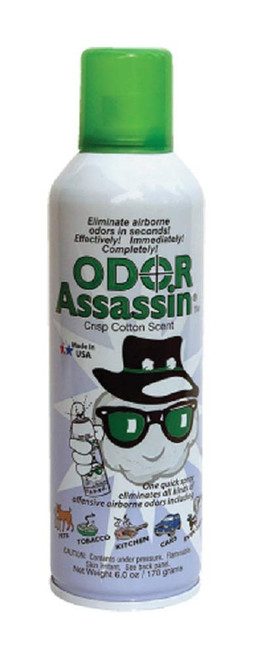 Odor Assassin Odor Eliminator Crisp Cotton Scent 1500 Sprays , Aerosol, Can 8 Oz