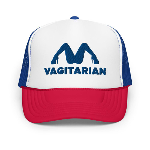 Hogue WS LLC Vagitarian Hat (Embroidered Foam Trucker Cap) Funny Vegetarian Parody Hats