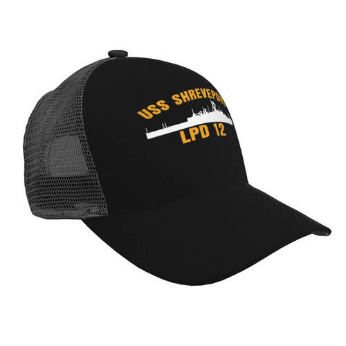 USS Shreveport Lpd-12 Summer Outdoor Unisex Baseball Cap Summer Mesh Cap Sandwich Cap Black