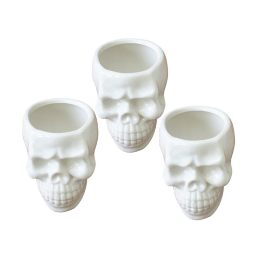 BESTOYARD 4pcs Cactus Pot Plant Flower Pot Decorative Planter Skull Figurine Cactus Succulent Planter Succulent Pots Bonsai Plant Pot Ceramic Flower Pot Mini Pots Decorations White Skeleton