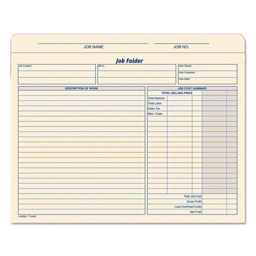 Tops 3440 Job Folder File Jackets, 11-3/4-Inch x9-1/2-Inch, 20/PK, Manila