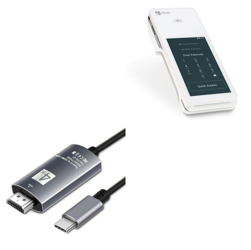 BoxWave Cable Compatible with Clover Flex - SmartDisplay Cable - USB Type-C to HDMI (6 ft), USB C/HDMI Cable for Clover Flex - Jet Black