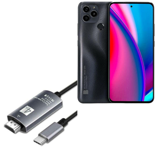 BoxWave Cable Compatible with BLU G91s - SmartDisplay Cable - USB Type-C to HDMI (6 ft), USB C/HDMI Cable for BLU G91s - Jet Black