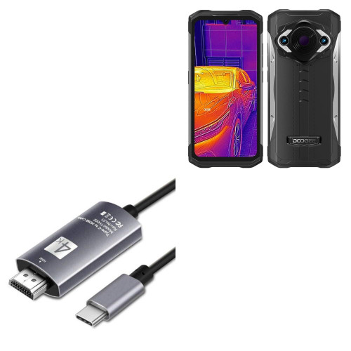 BoxWave Cable Compatible with Doogee S98 Pro - SmartDisplay Cable - USB Type-C to HDMI (6 ft), USB C/HDMI Cable - Jet Black