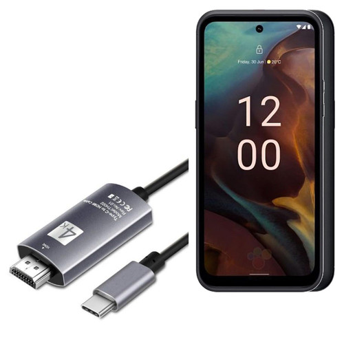BoxWave Cable Compatible with Nokia XR21 - SmartDisplay Cable - USB Type-C to HDMI (6 ft), USB C/HDMI Cable - Jet Black