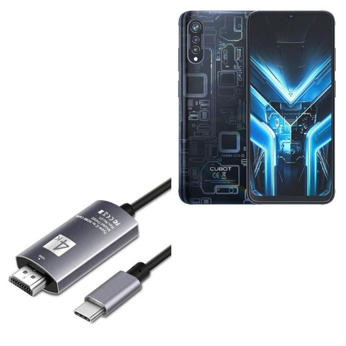BoxWave Cable Compatible with Cubot X70 - SmartDisplay Cable - USB Type-C to HDMI (6 ft), USB C/HDMI Cable - Jet Black