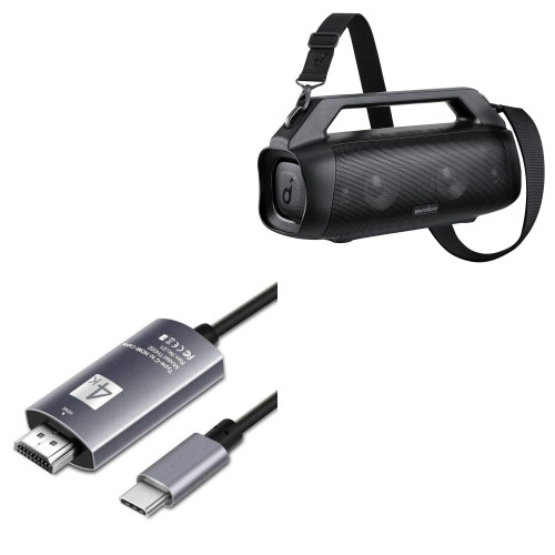 BoxWave Cable Compatible with Soundcore Motion Boom Plus - SmartDisplay Cable - USB Type-C to HDMI (6 ft), USB C/HDMI Cable - Jet Black