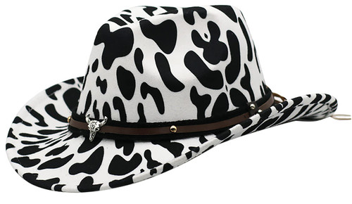 Cow Print Western Cowboy Hat Felt Wide Brim Cowgirl Fedora Hat Outdoor Sun Hat for Men Women Girls Cow Print Western Cowboy Hat Felt Wide Brim Cowgirl Fedora Hat Outdoor Sun Hat for Men Women Girls
