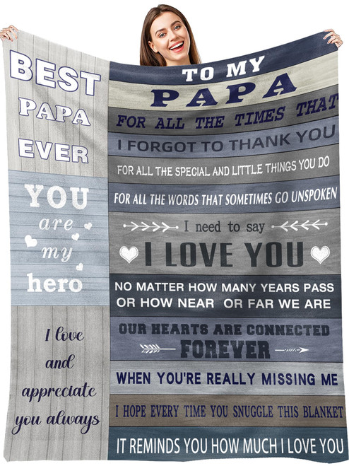 Gifts for Grandpa Papa from Grandchildren,Papa Gifts Blanket 60"x50",Best Birthday Gifts for Papa Grandpa,Unique Grandpa/Grandfather/Papa Gifts from Grandchildren,Great Grandpa Papa Gifts Ideas