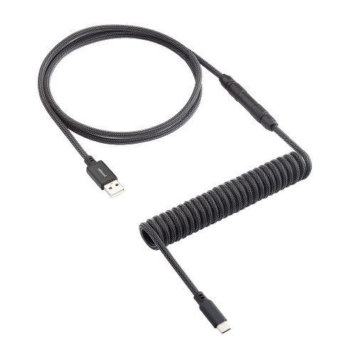 CableMod Artisan Coiled Keyboard Cable (Carbon Grey, Slimline, USB A to USB Type C, 150cm)