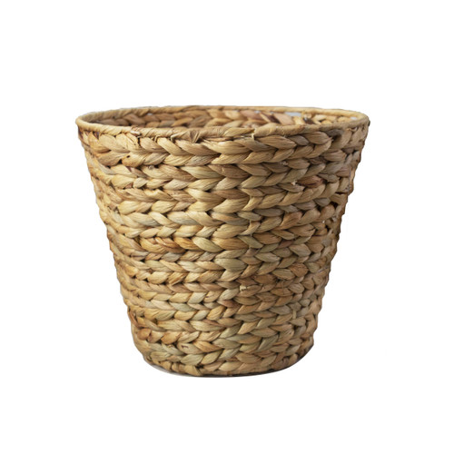 PEMAR Wicker Waste Basket Trash Can, Woven Trash Basket, Round Boho Decorative Wastebasket, Recycle Container Bin (Water Hyacinth)